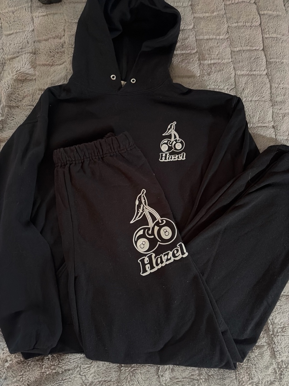 Hazel Black Hoodie & Sweat Set - Black
